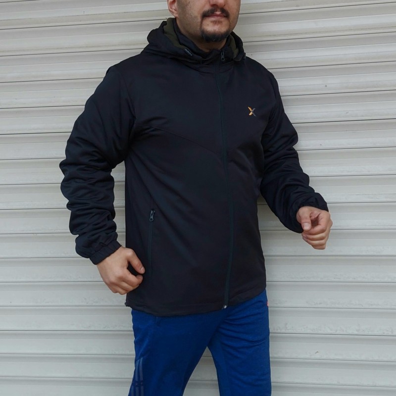 Siyah İçi Haki Polarlı Mont