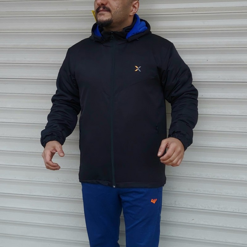 Siyah İçi Sax Mavi Polarlı Mont